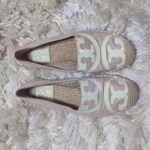 Tory Burch Pink Logo Cap Toe Espadrille Flats 6